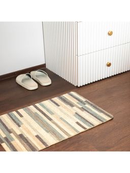 EZ Life - Elegance Microfibre Multicolor Stripes Grid Floor & Bath Mat (L 58 x W 38 cms)