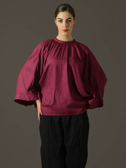 Dora Dori - Relaxed Fit Viscose Rayon Styled Back Kimono Sleeves Top