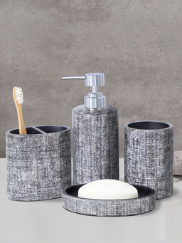 OBSESSIONS - Polyresin 4Pc Bathroom set, Grey