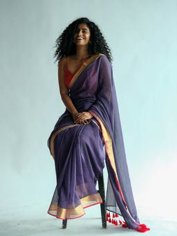 Suta - Solid Purple Zari Saree