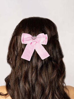 Hair Drama Co. - HDC x Emily In Paris Glamour Satin Hair Bow Alligator Clip - Pink