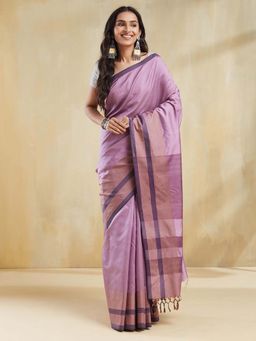 Fabindia - Lavender Silk Saree with Unstitched Blouse