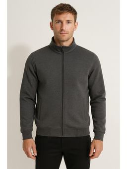 Parcel Yard - Men's Winter Wear Zipper Grey Sweatshirt