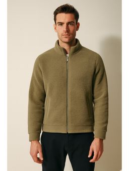 Parcel Yard - Men's Winter Wear Zipper Beige Sweatshirt