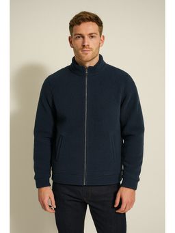 Parcel Yard - Men's Winter Wear Zipper Navy Blue Sweatshirt