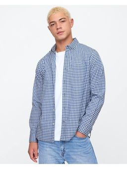 GAP - Men's Blue Checks Button-Down Collar Shirt