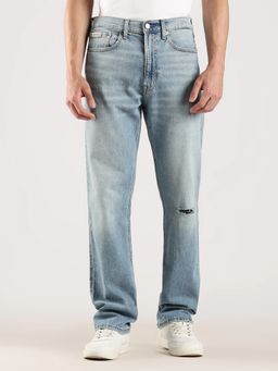 Calvin Klein - Men Blue Cotton Solid Regular Jeans