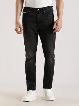 Calvin Klein - Men Black Cotton Solid Slim Jeans