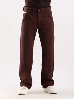 Calvin Klein - Men Brown Cotton Solid Relaxed Jeans