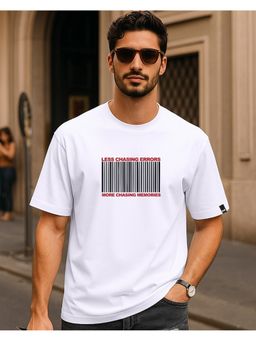 Bewakoof - Men's Chasing Memories Graphic Printed Oversized White T-Shirt