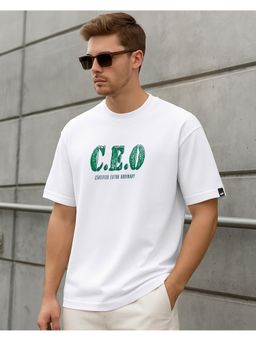 Bewakoof - Men's Certified Extraordinary Typography Oversized White T-Shirt