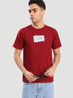 Bene Kleed - Men Regular Fit Graphic Print Maroon T-Shirt
