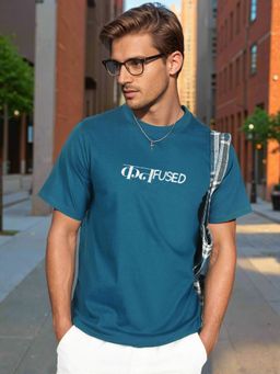 Bene Kleed - Men Regular Fit Graphic Printed Teal T-Shirt