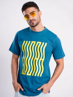 Bene Kleed - Men Graphic Print Teal T-Shirt