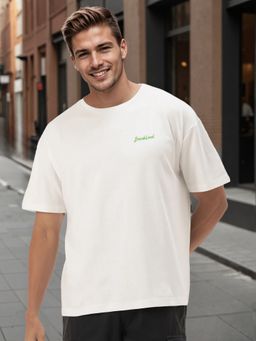 Bene Kleed - Men Oversize Embroidered White T-Shirt