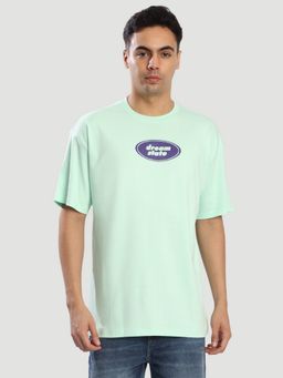Bene Kleed - Men Over Size Drop Shoulder Graphic Green T-Shirt