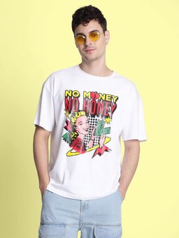 Bene Kleed - Men No Money No Honey Graphic Print White T-Shirt