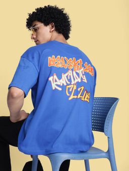 Bene Kleed - Men Graphic Print Oversize Blue T-Shirt