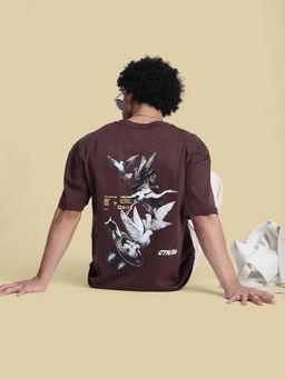 Bene Kleed - Men Oversize Graphic Brown T-Shirt