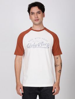 Bene Kleed - Men Raglan Sleeve Typography Off White T-Shirt