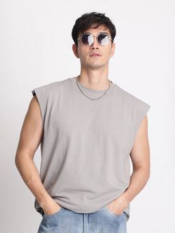Bene Kleed - Men Sleeveless Oversized Grey T-Shirt