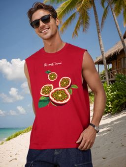 Bene Kleed - Men Graphic Print Relax Fit Sleeveless Maroon T Shirt