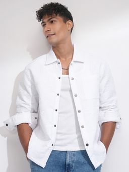 HIGHLANDER - Men Comfort Oversized Fit Spread Collar White Shirt