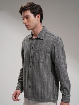 HIGHLANDER - Men Comfort Opaque Casual Grey Shirt