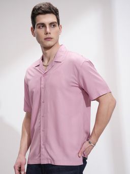 HIGHLANDER - Men Opaque Solid Pink Casual Shirt