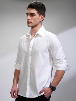 HIGHLANDER - Men Comfort Slim Fit Opaque Casual White Shirt