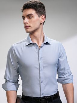 HIGHLANDER - Men Comfort Slim Fit Opaque Casual Blue Shirt