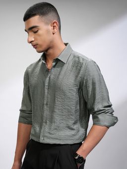 HIGHLANDER - Men Comfort Opaque Casual Grey Shirt