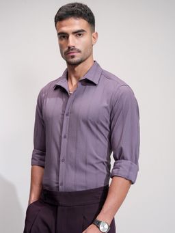 HIGHLANDER - Men Slim Fit Opaque Casual Lavender Shirt