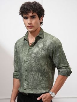 HIGHLANDER - Men Full Sleeve Slim Fit Olive Shirt