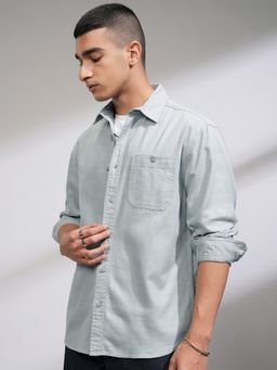HIGHLANDER - Men Opaque Casual Blue Shirt