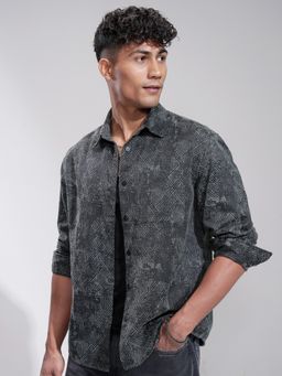 HIGHLANDER - Men Comfort Opaque Casual Olive Shirt