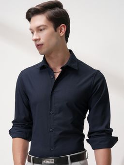 HIGHLANDER - Men Slim Fit Opaque Casual Navy Blue Shirt