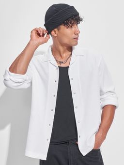HIGHLANDER - Men's White Cuban Collar Casual Oversized Shirt