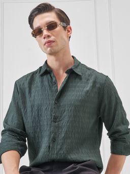HIGHLANDER - Men's Green Slim Fit Casual Shirt