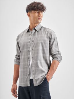 HIGHLANDER - Men's Grey Checked Casual Shirt
