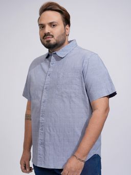 HIGHLANDER - Men's Blue Wased Solid Casual Slim Fit Shirt