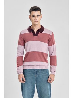 Snitch - Burgundy Full Sleeves Regular Casual Sweater For Men