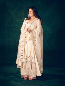 Gopi Vaid - Ivory Genelia In Cheshta Anarkali with Palazzo and Dupatta (Set of 3)