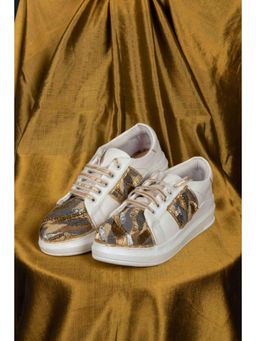The Saree Sneakers - Silver Golden River Sneakers