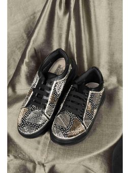 The Saree Sneakers - Black Metal Foliage Sneakers
