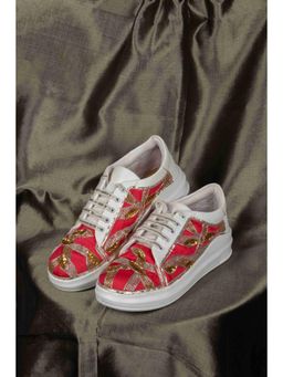 The Saree Sneakers - Pink Metallic Mesh Sneakers