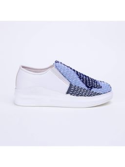 The Saree Sneakers - Blue Kantha Patchwork Slip-On Sneakers