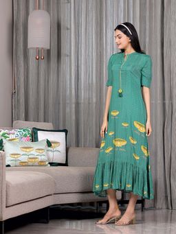Sukruti Design - Padma - Jade Green Tiered Dress