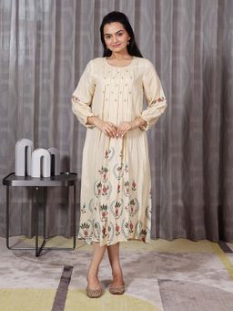 Sukruti Design - Noor - Beige Flared Dress