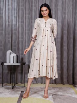 Sukruti Design - Chandni - Princess Cut Beige Dress